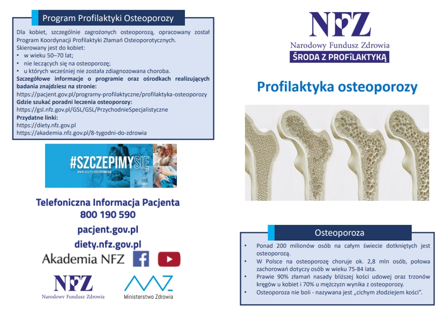 Ulotka informacyjna - profilaktyka osteoporozy