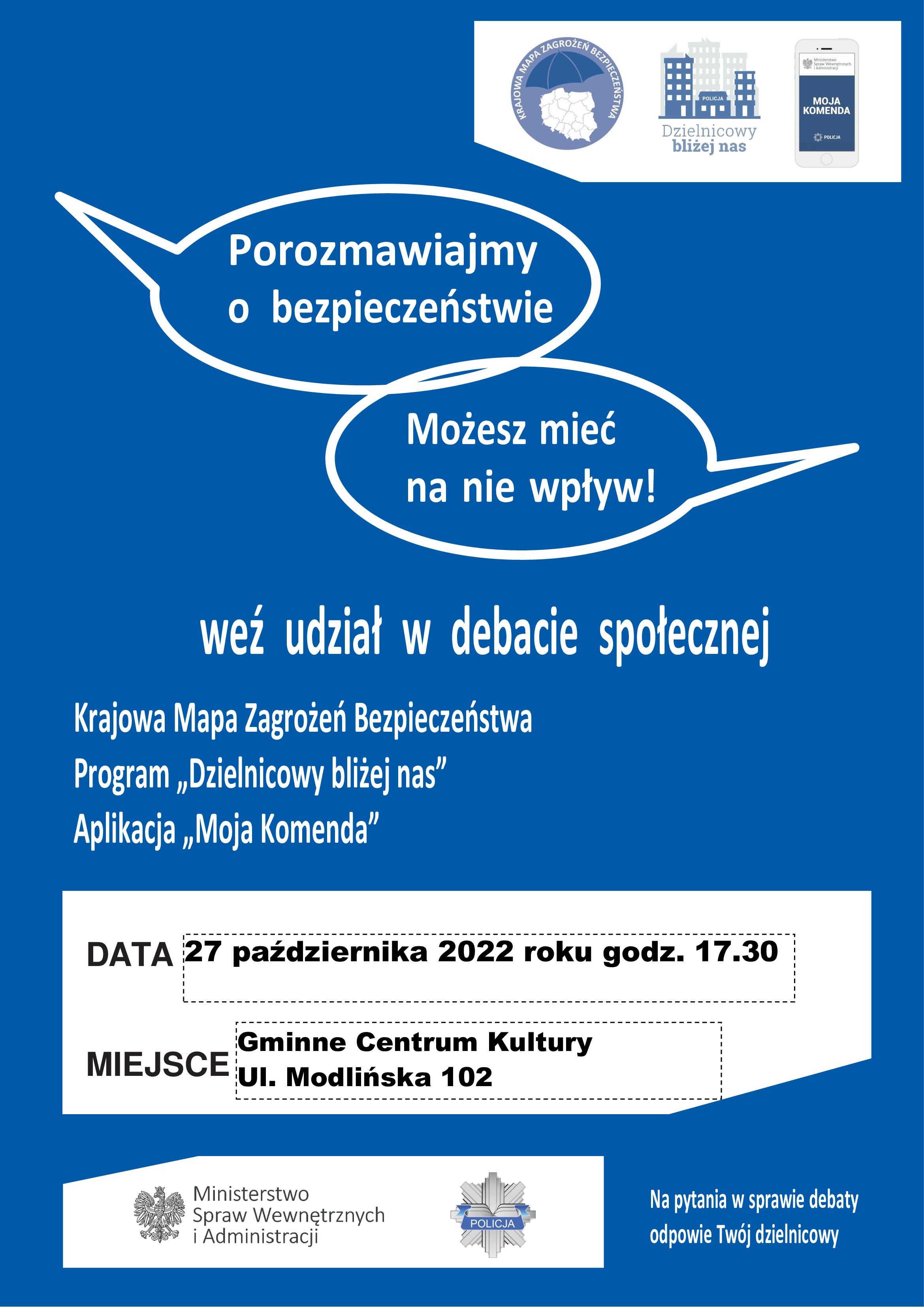 plakat informujący o debacie społecznej w ramach projektu 