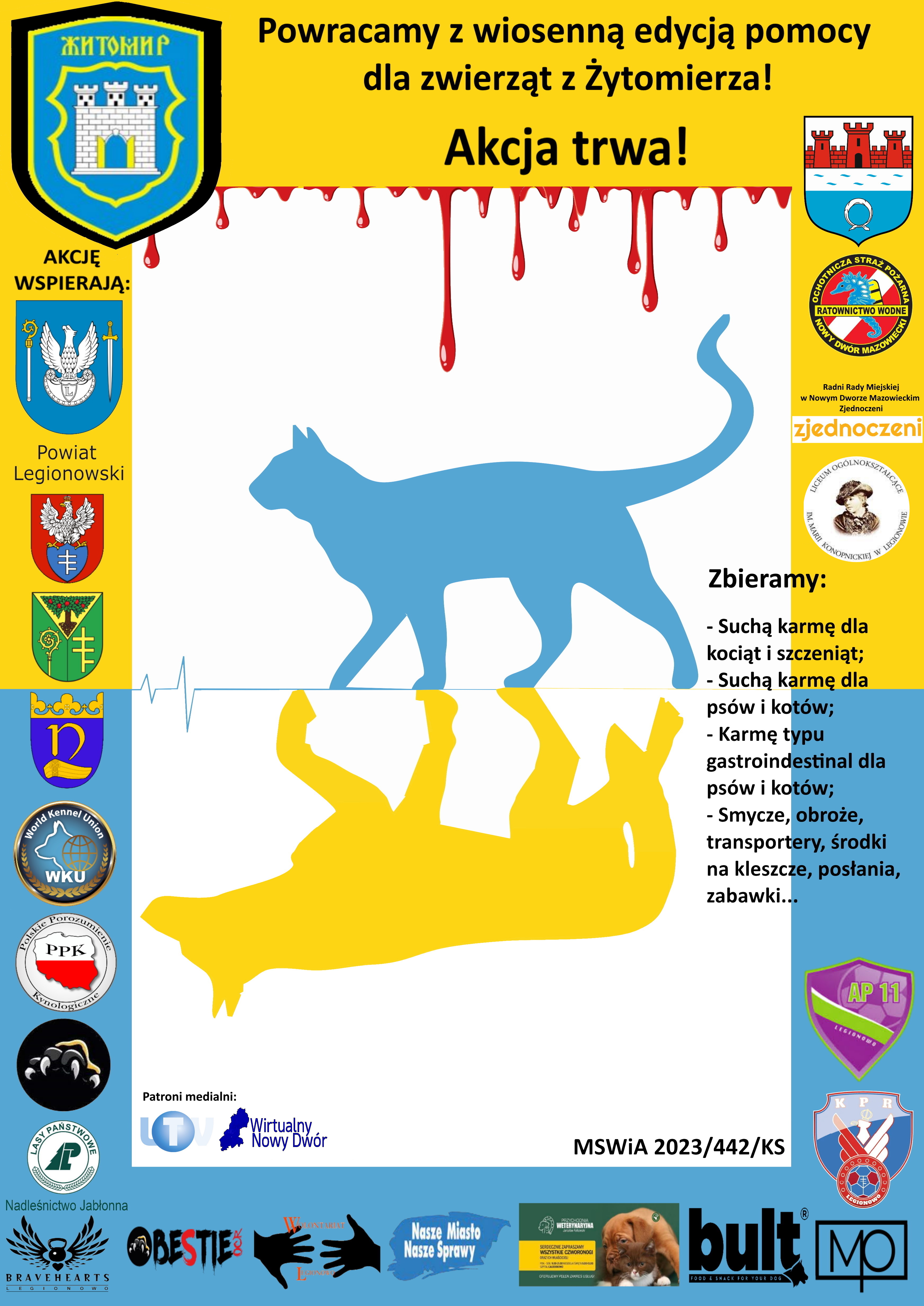 Plakat informujący o pomocy dla zwierząt z Żytomierza